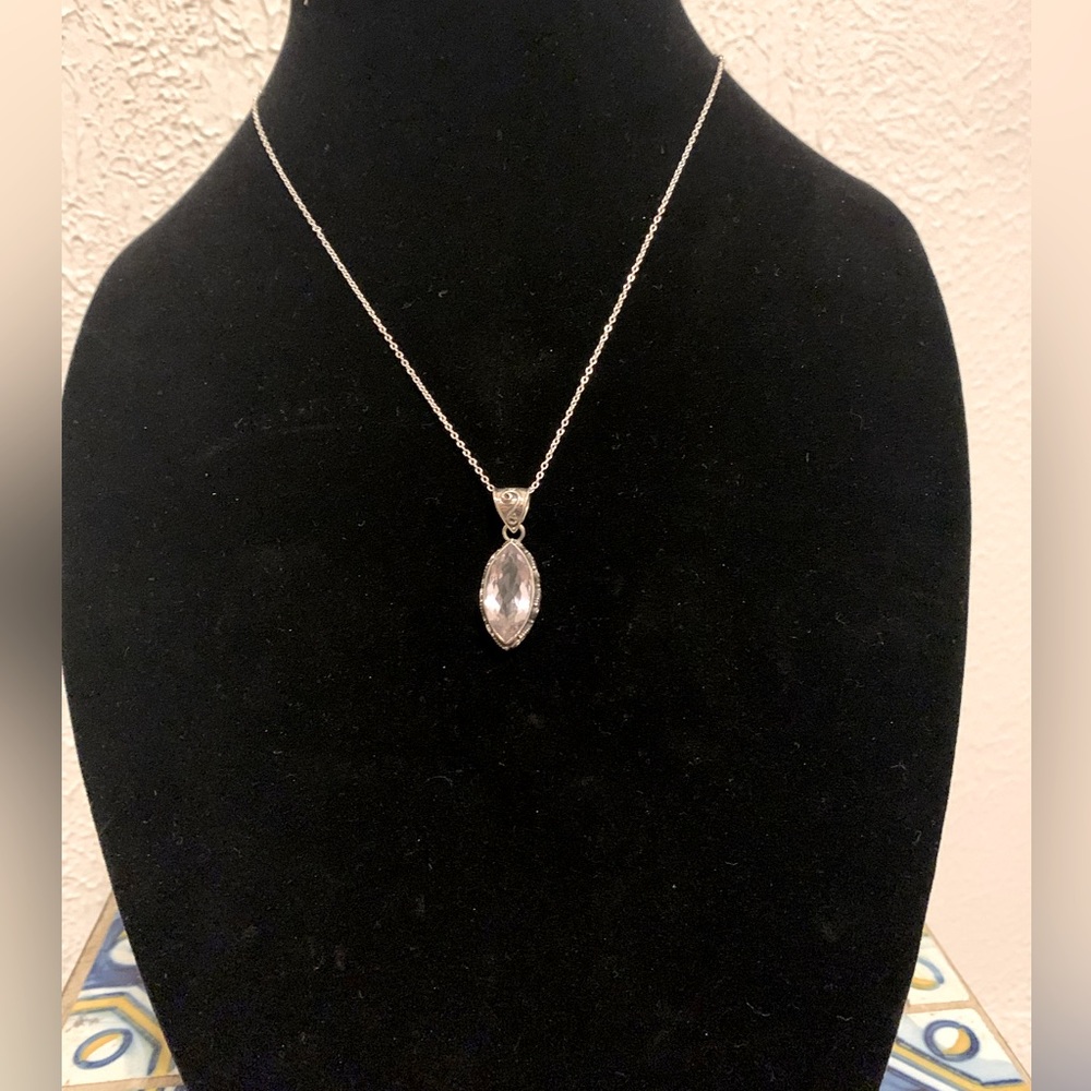 Beautiful sterling necklace and Marquise Amethyst pendant!